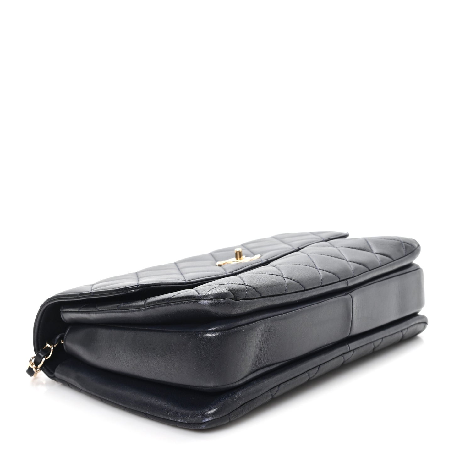Lambskin Quilted Medium Trendy CC Flap Dual Handle Bag Black