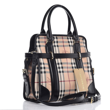 Burberry Haymarket Check Minford Portrait Tote Black 4 of 10