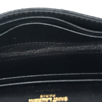 Saint Laurent Grain De Poudre Matelasse Chevron Small Monogram Envelope Wallet Black 5 of 8