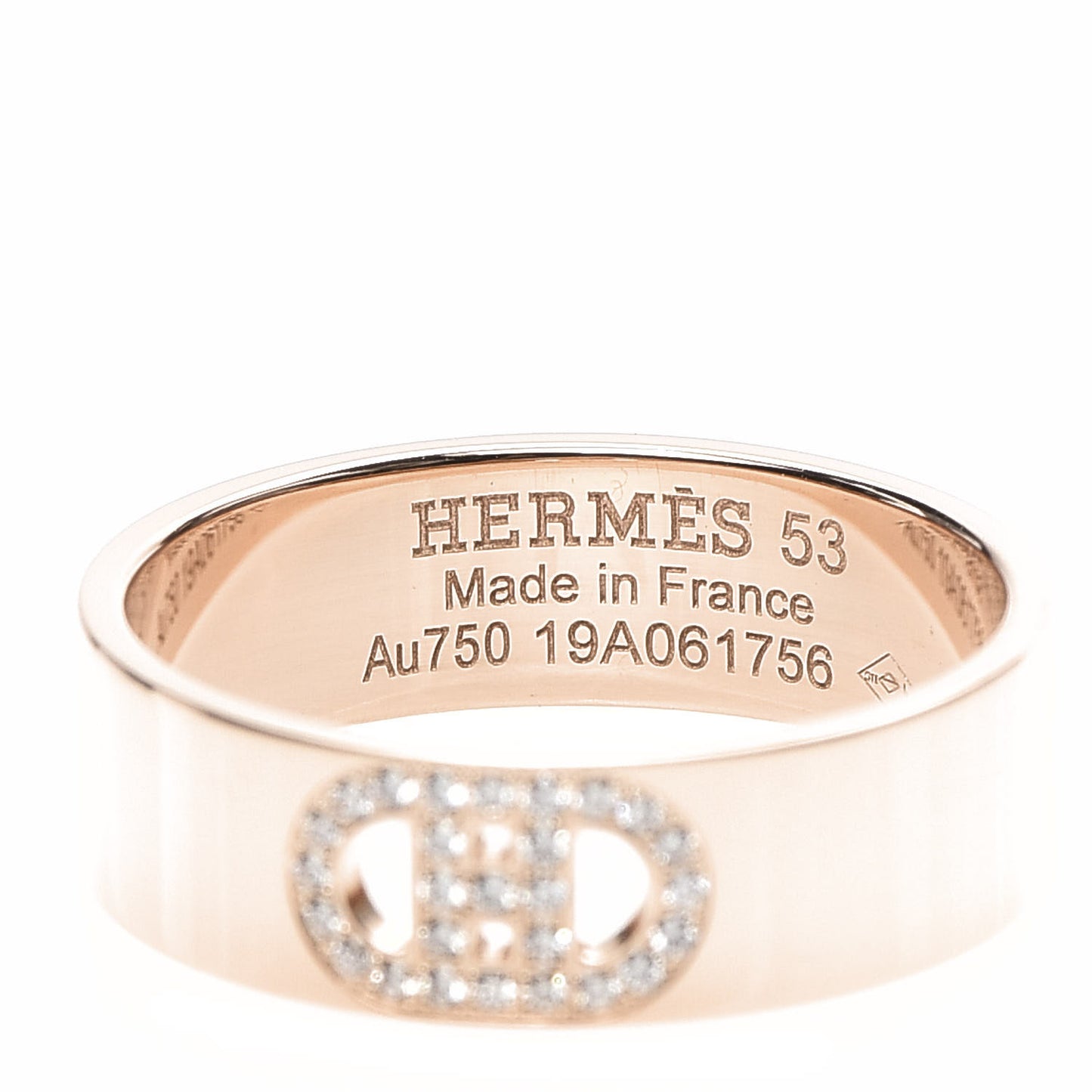 18K Rose Gold Diamond PM H D'Ancre Ring 53 6.25