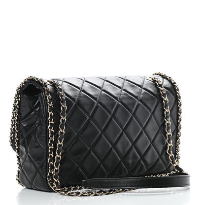 Chanel Crumpled Calfskin Quilted Large Chain All Over Flap Bag Black 4 of 12