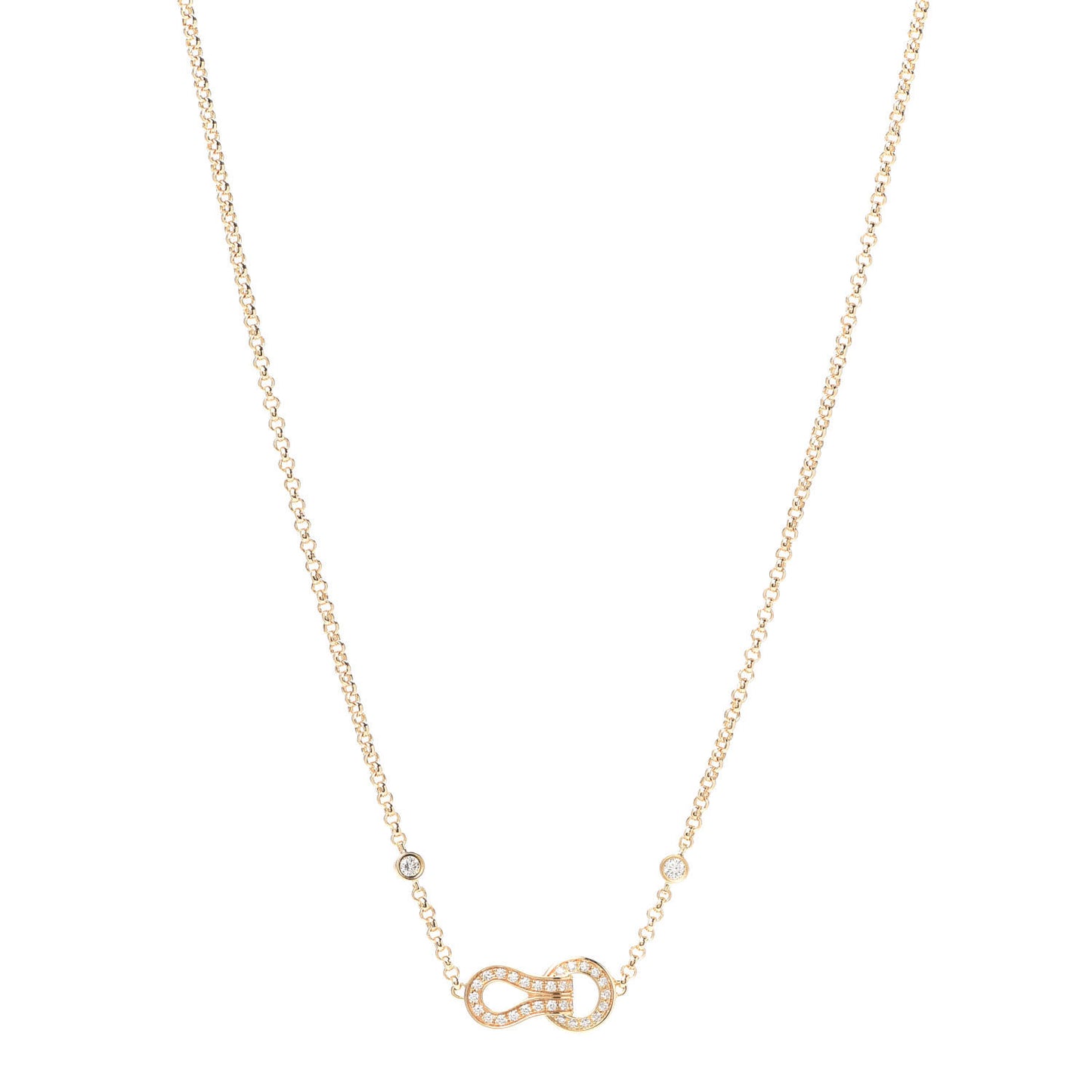 18K Yellow Gold Diamond Agrafe Pendant Necklace