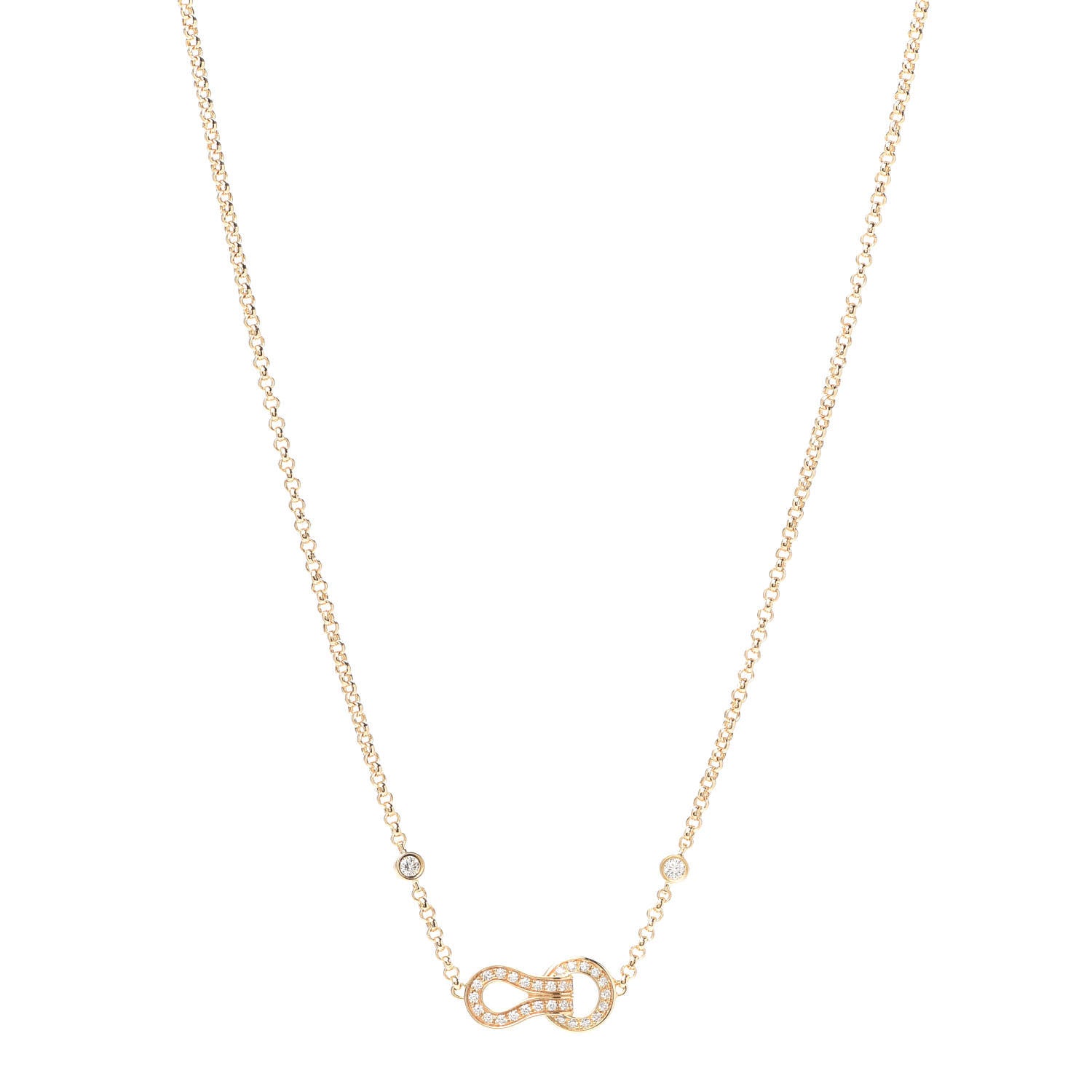 Cartier 18K Yellow Gold Diamond Agrafe Pendant Necklace 1 of 7