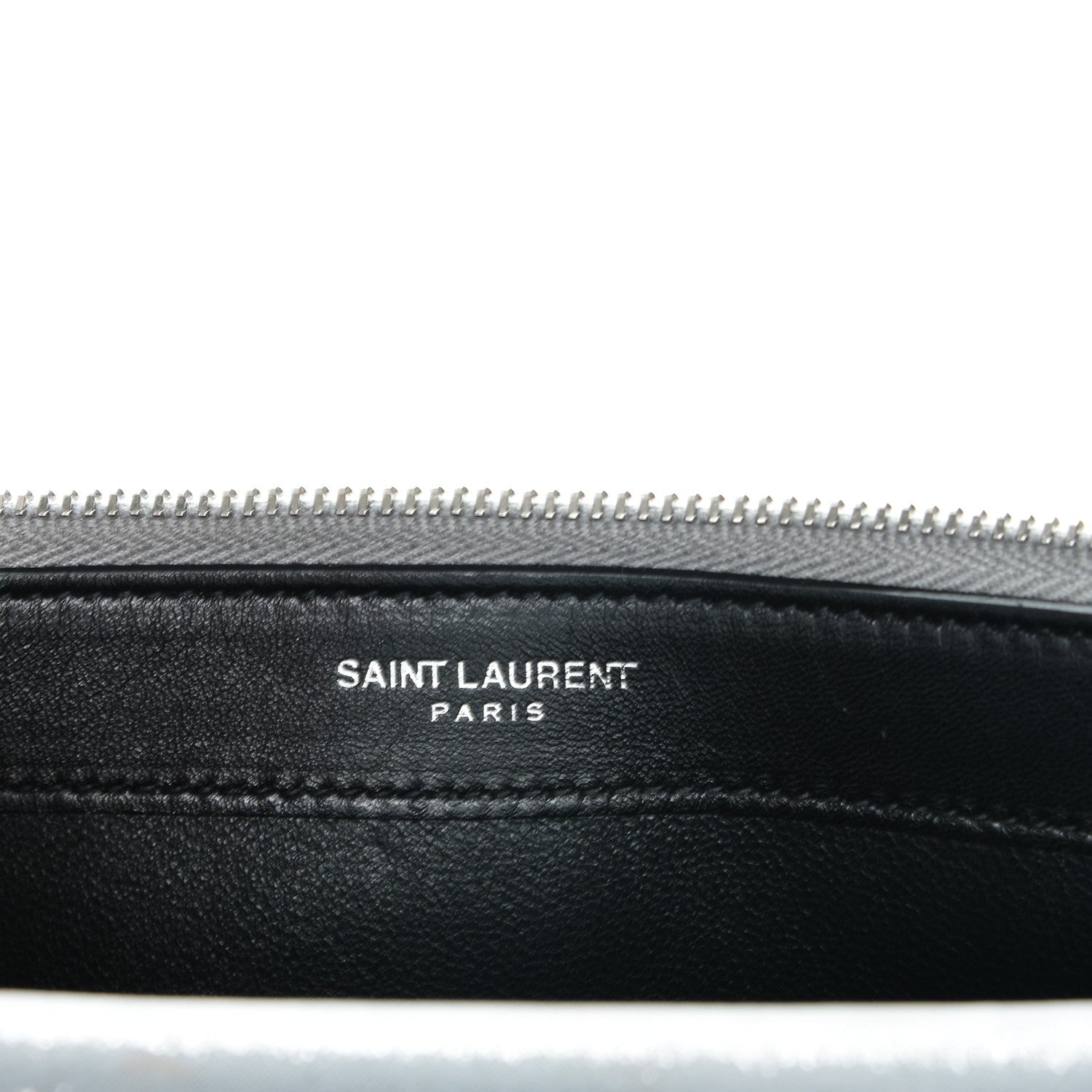 Saint Laurent Metallic Fabric Monogram Envelope Chain Wallet Silver 7 of 7