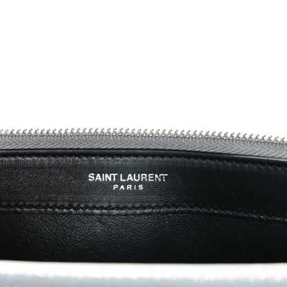 Saint Laurent Metallic Fabric Monogram Envelope Chain Wallet Silver 7 of 7