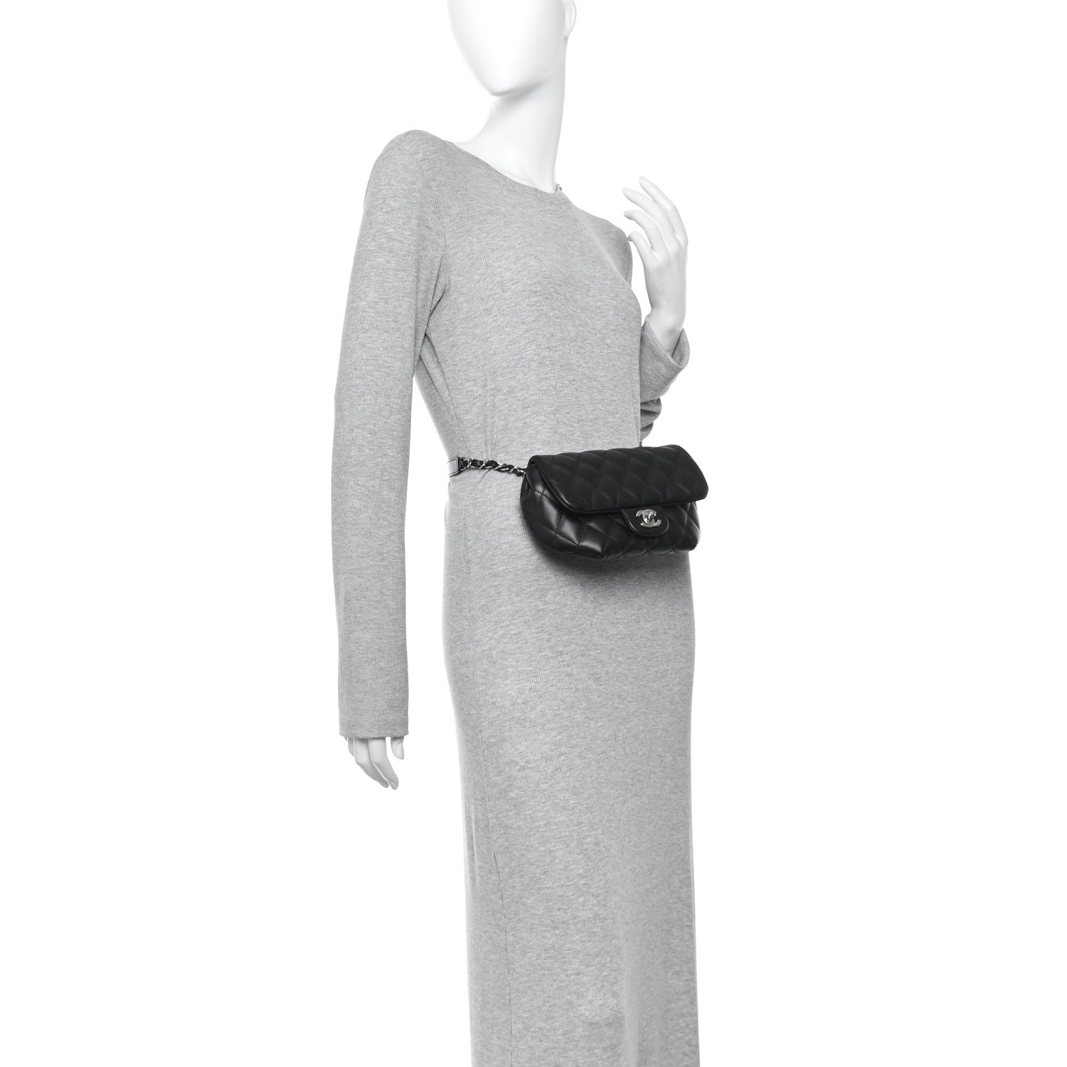 Chanel Calfskin Quilted CC Uniform Flap Belt Bag Black 2 of 11