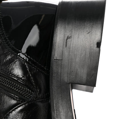 Chanel Shiny Calfskin Patent Quilted Chain Lace Up Combat Boots 37.5 Black 11 of 14