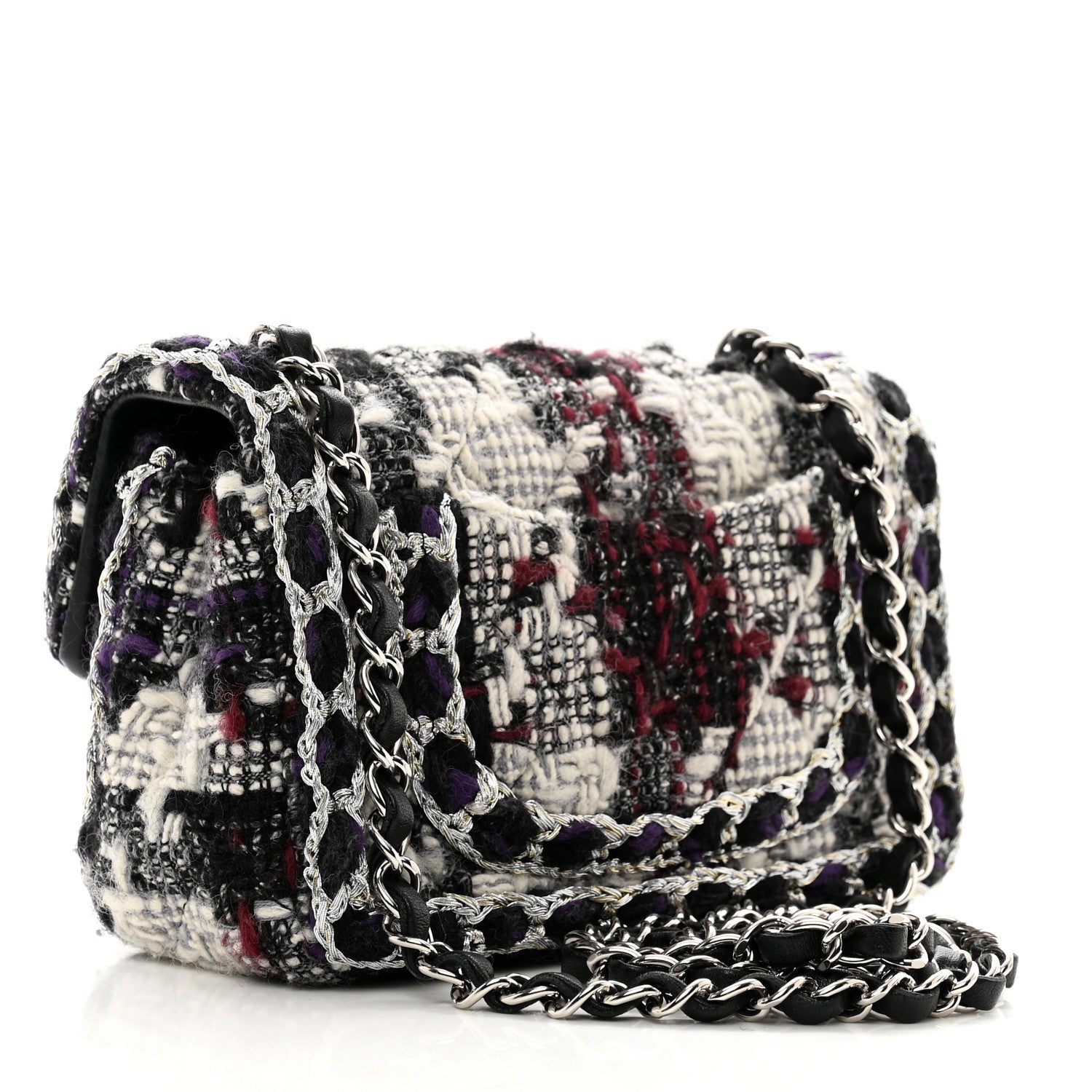 Chanel Tweed Quilted Mini Rectangular Flap Black White Multicolor 3 of 10