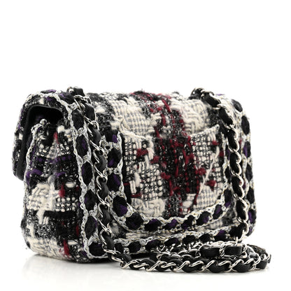 Chanel Tweed Quilted Mini Rectangular Flap Black White Multicolor 3 of 10