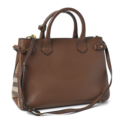 Burberry Grainy Calfskin House Check Medium Banner Tote Tan 2 of 10
