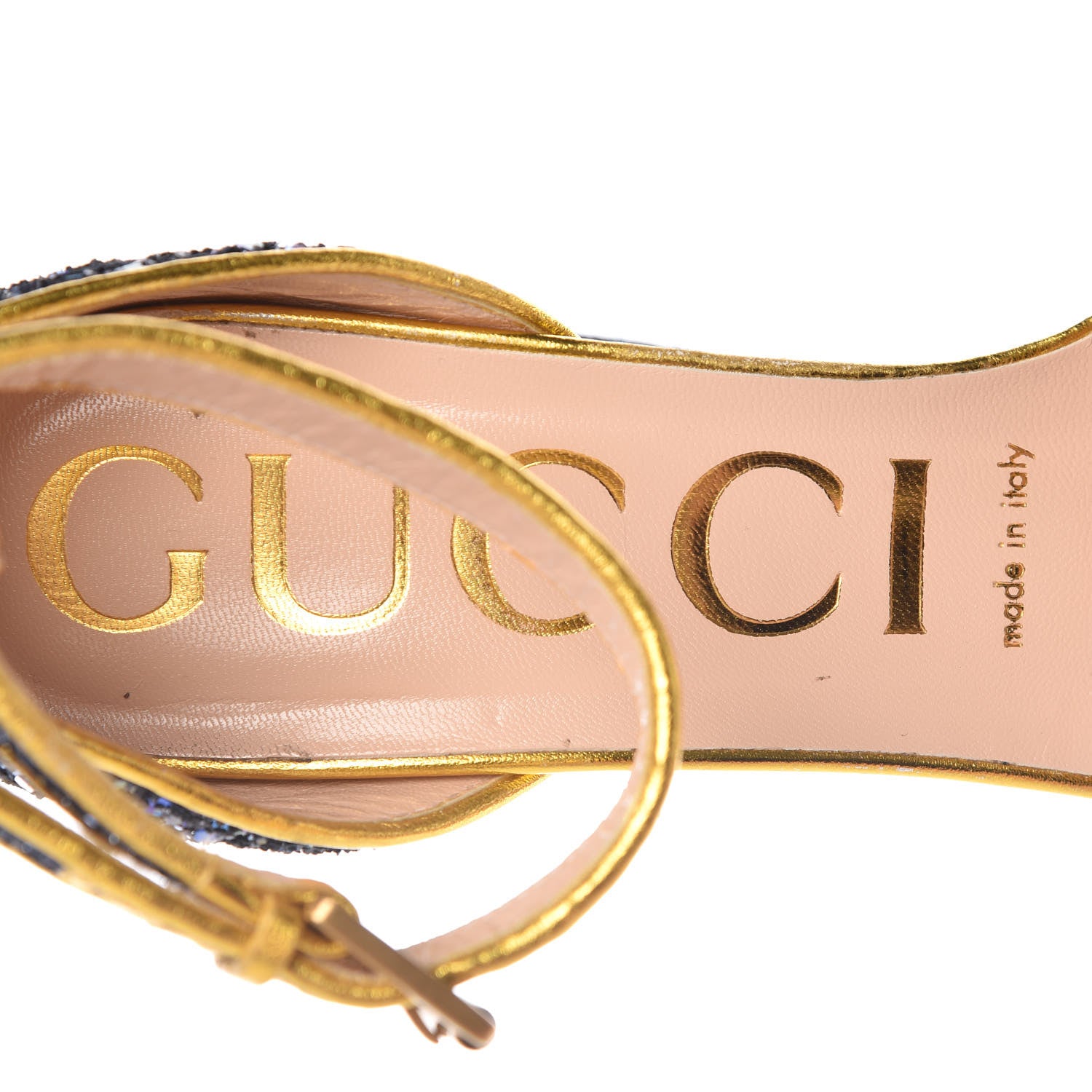 Gucci Glitter Soko Bee Platform Mid Heel Sandals 37 Notte Oro Multi 8 of 9