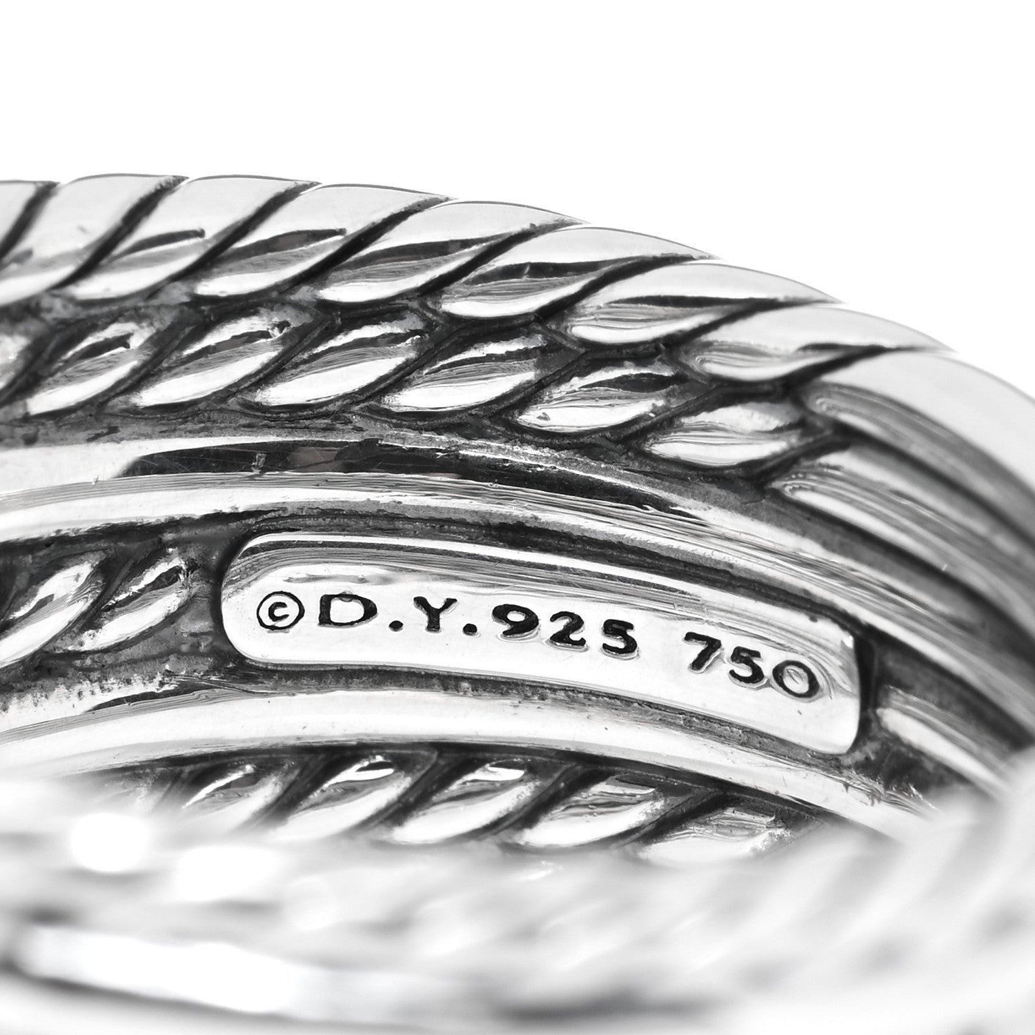 David Yurman Sterling Silver 18K Yellow Gold Double X Crossover Ring 57 8 4 of 4