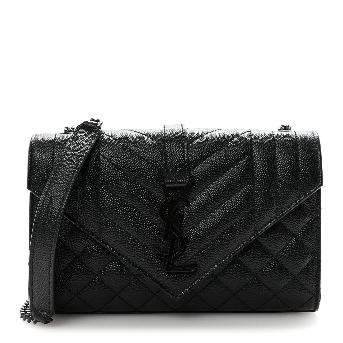 Grain De Poudre Textured Mixed Matelasse Triquilt Small Monogram Monochrome Satchel Black
