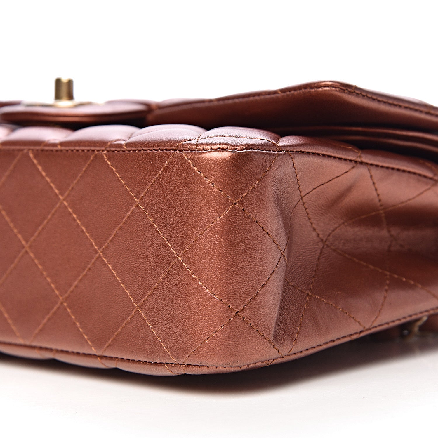 Chanel Metallic Lambskin Quilted Medium Double Flap Bronze 12 of 12