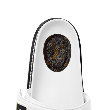 Louis Vuitton Calfskin Sunset Flat Mule Sandals 37 White 10 of 18