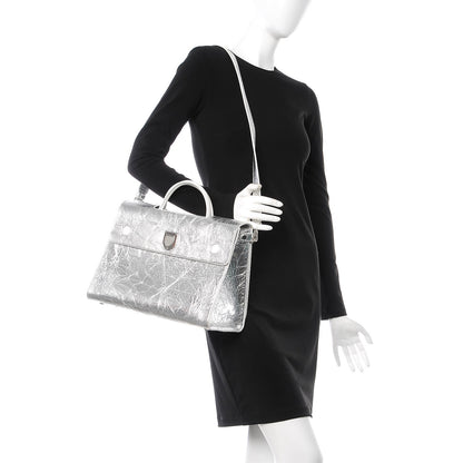 Christian Dior Metallic Calfskin Large Diorever Flap Silver 2 of 10