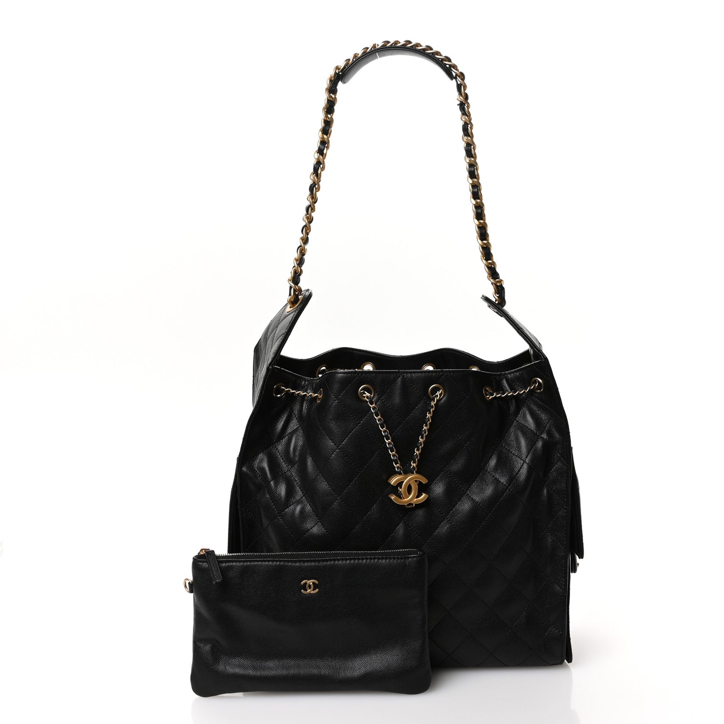 Caviar Quilted Medium Chanel 25 Handbag Black