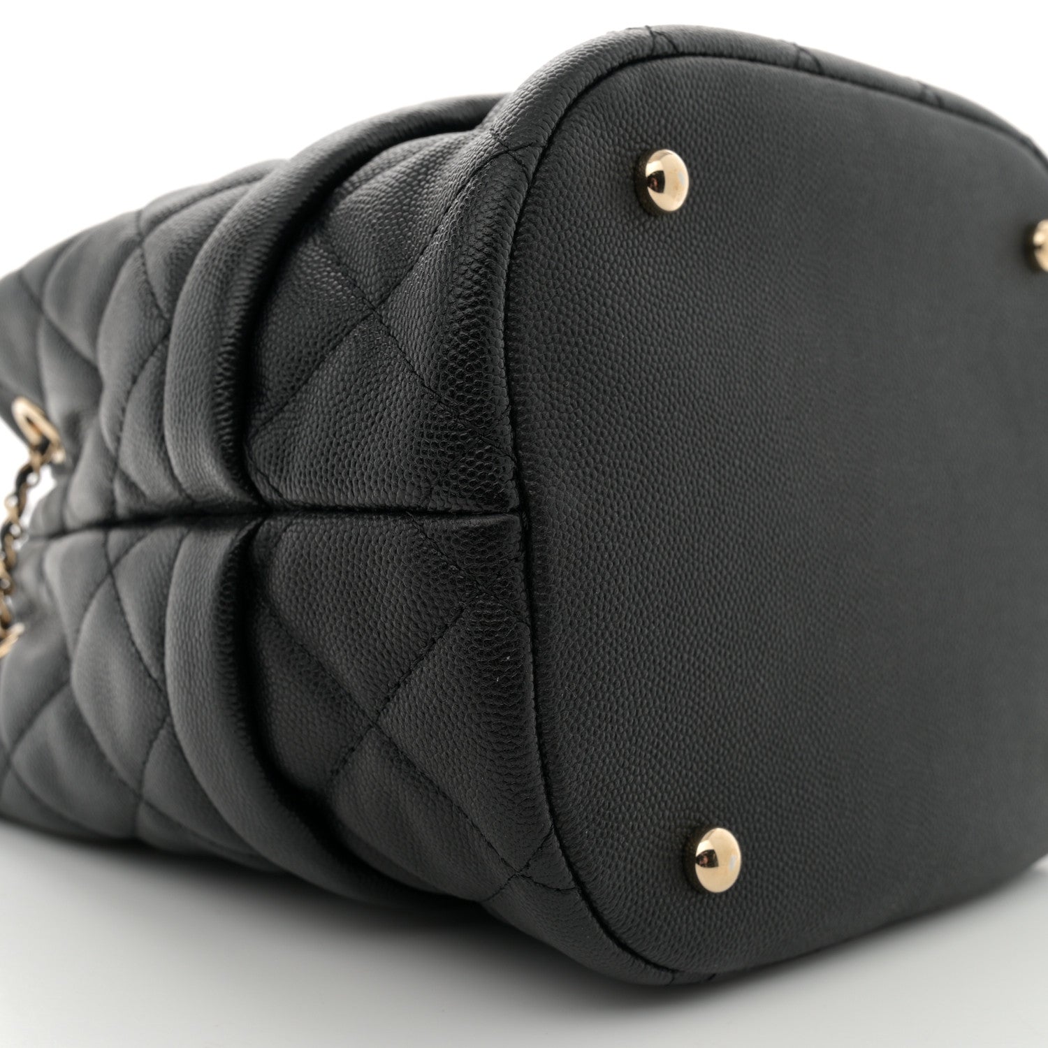 Chanel Caviar Quilted Rolled Up Bucket Drawstring Bag Black 9 of 10