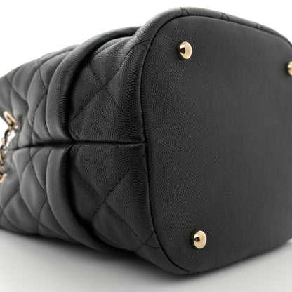 Chanel Caviar Quilted Rolled Up Bucket Drawstring Bag Black 9 of 10
