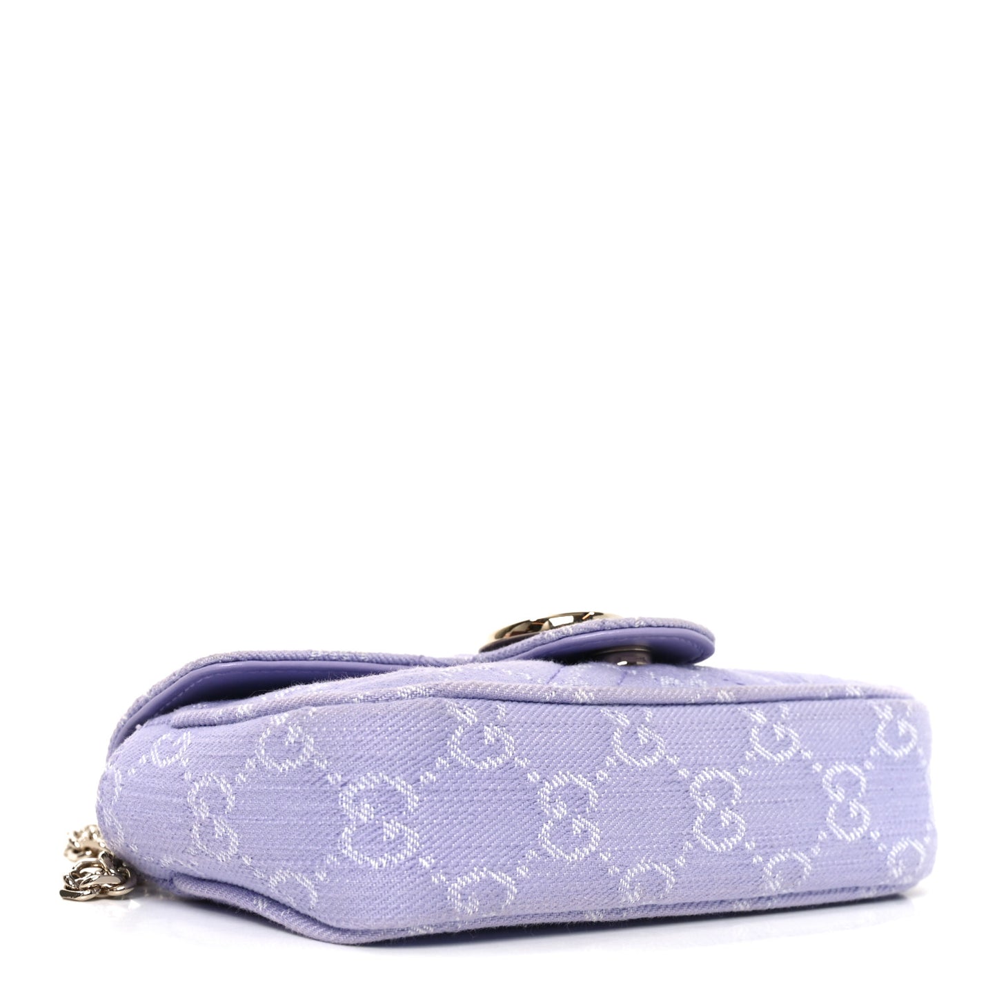 Denim GG Monogram Mini GG Marmont Shoulder Bag Light Purple