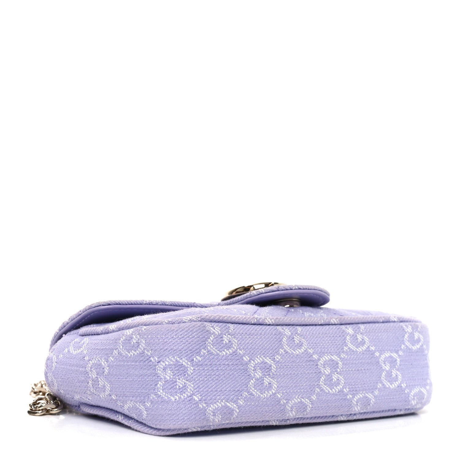 Gucci Denim GG Monogram Mini GG Marmont Shoulder Bag Light Purple 4 of 11