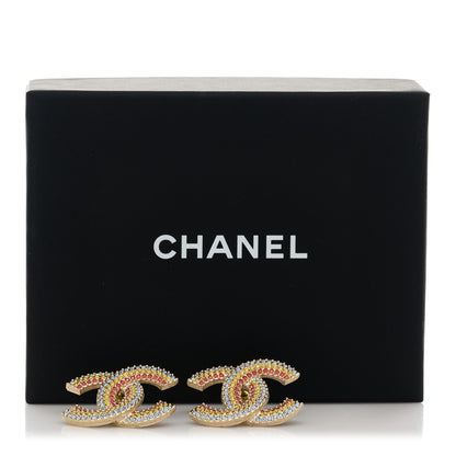 Chanel Crystal CC Earrings Gold Multicolor 5 of 5