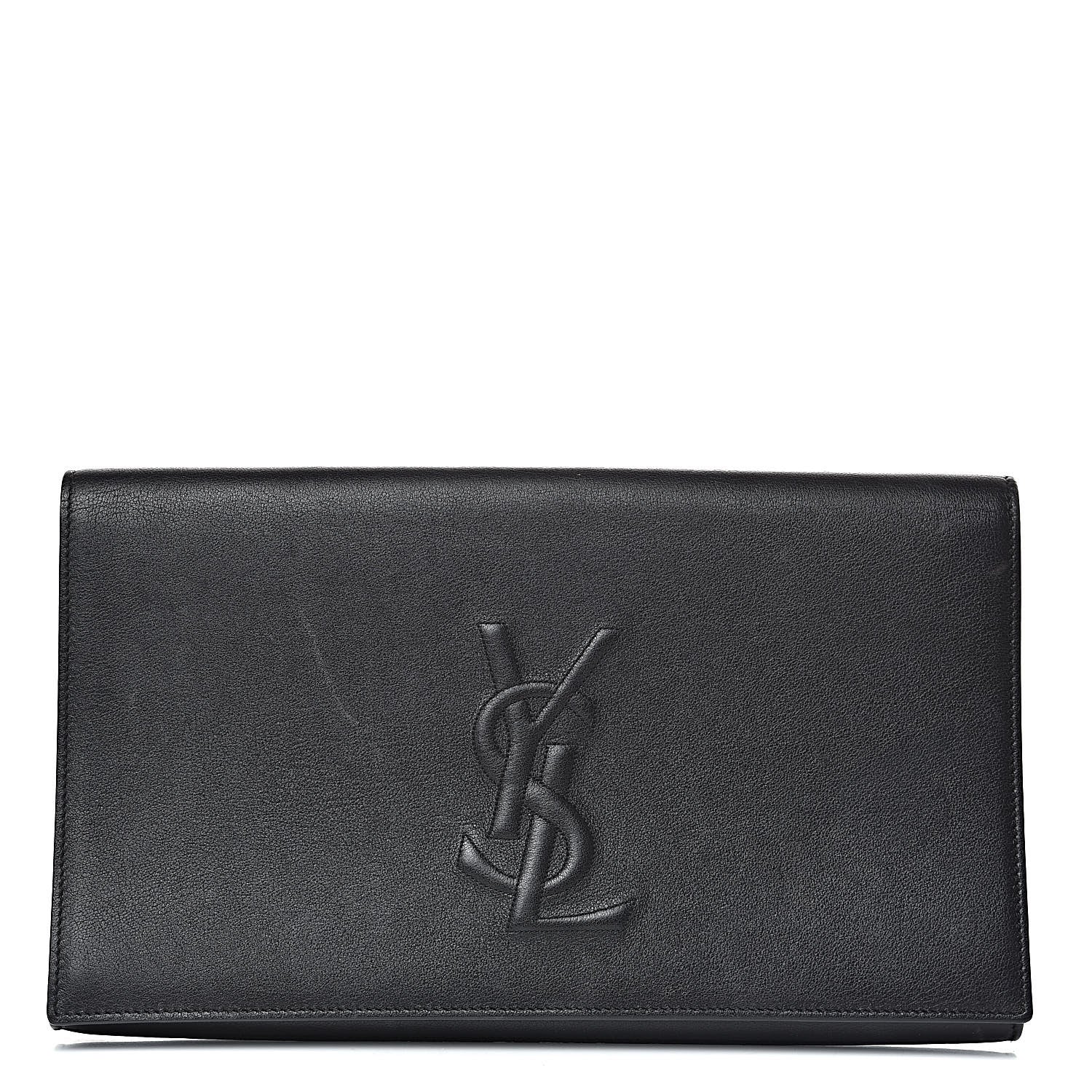 Saint Laurent Calfskin Monogram Large Belle De Jour Clutch Black 1 of 14