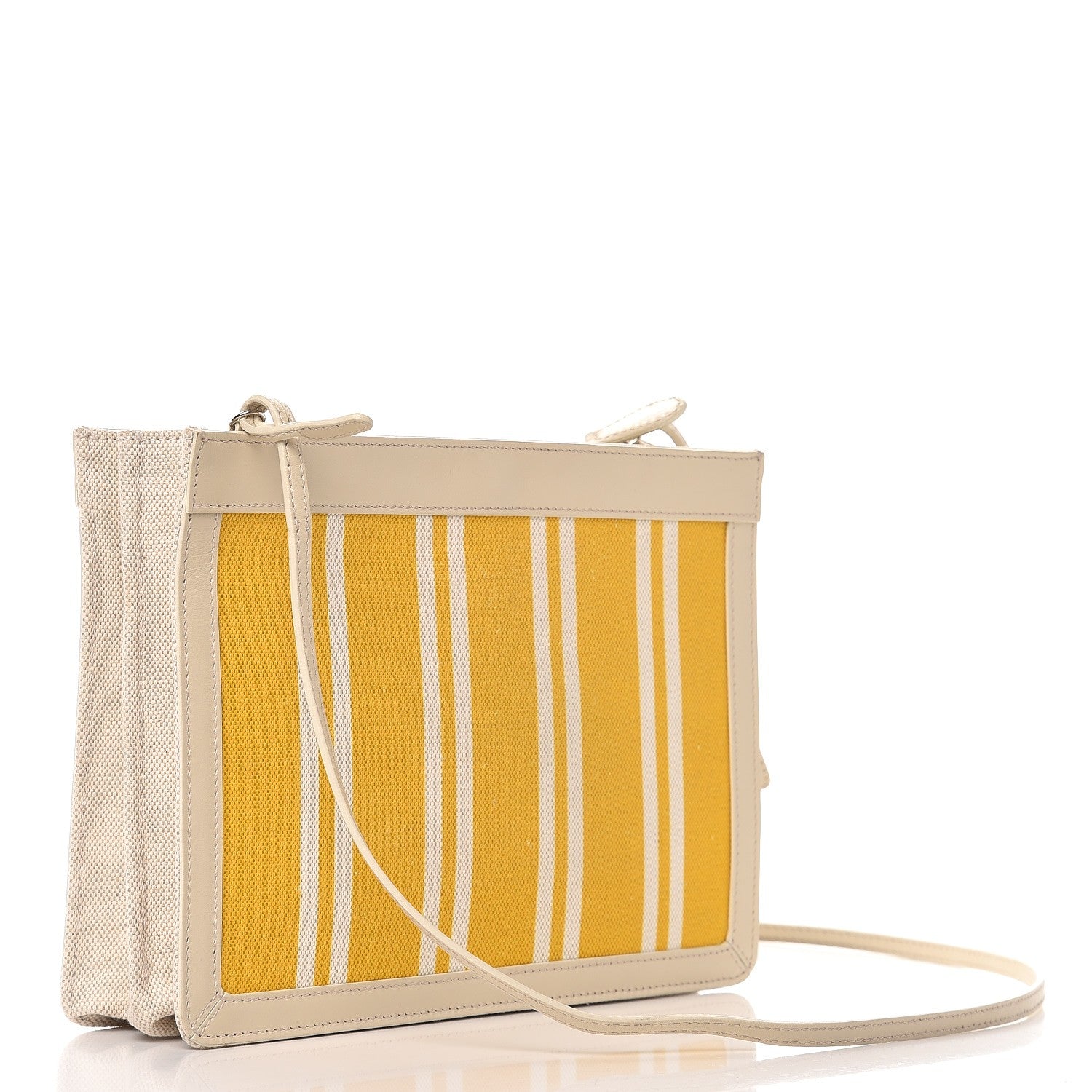 Balenciaga Cotton Canvas Striped Pochette Crossbody Bag Yellow 3 of 10