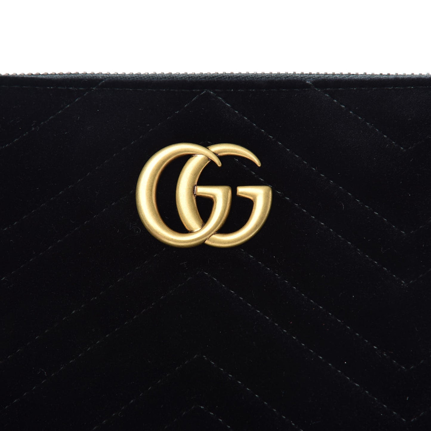 Velvet Matelasse GG Marmont Zip Pouch Black