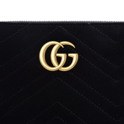 Gucci Velvet Matelasse GG Marmont Zip Pouch Black 8 of 9