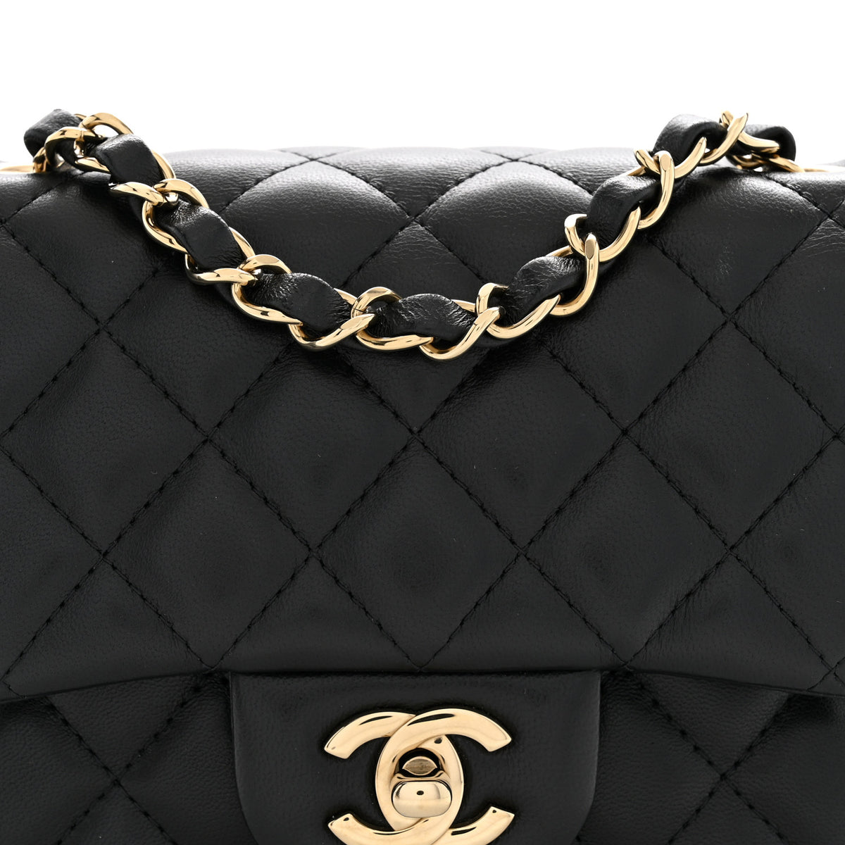 Chanel Lambskin Quilted Mini Square Flap Black 8 of 10