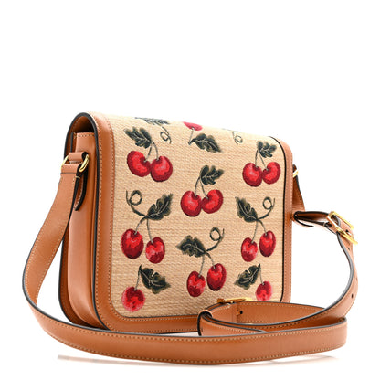 Valentino Garavani Jacquard Raffia Cherryfic 9to5 Shoulder Bag Natural Red 3 of 13