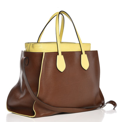 Gucci Cellarius Calfskin Bi-Color Ramble Layered Tote Nut Brown Mimosa Flower 3 of 8