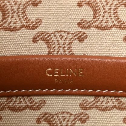 Celine Canvas Calfskin Triomphe Print Small Cabas Thais White 6 of 9