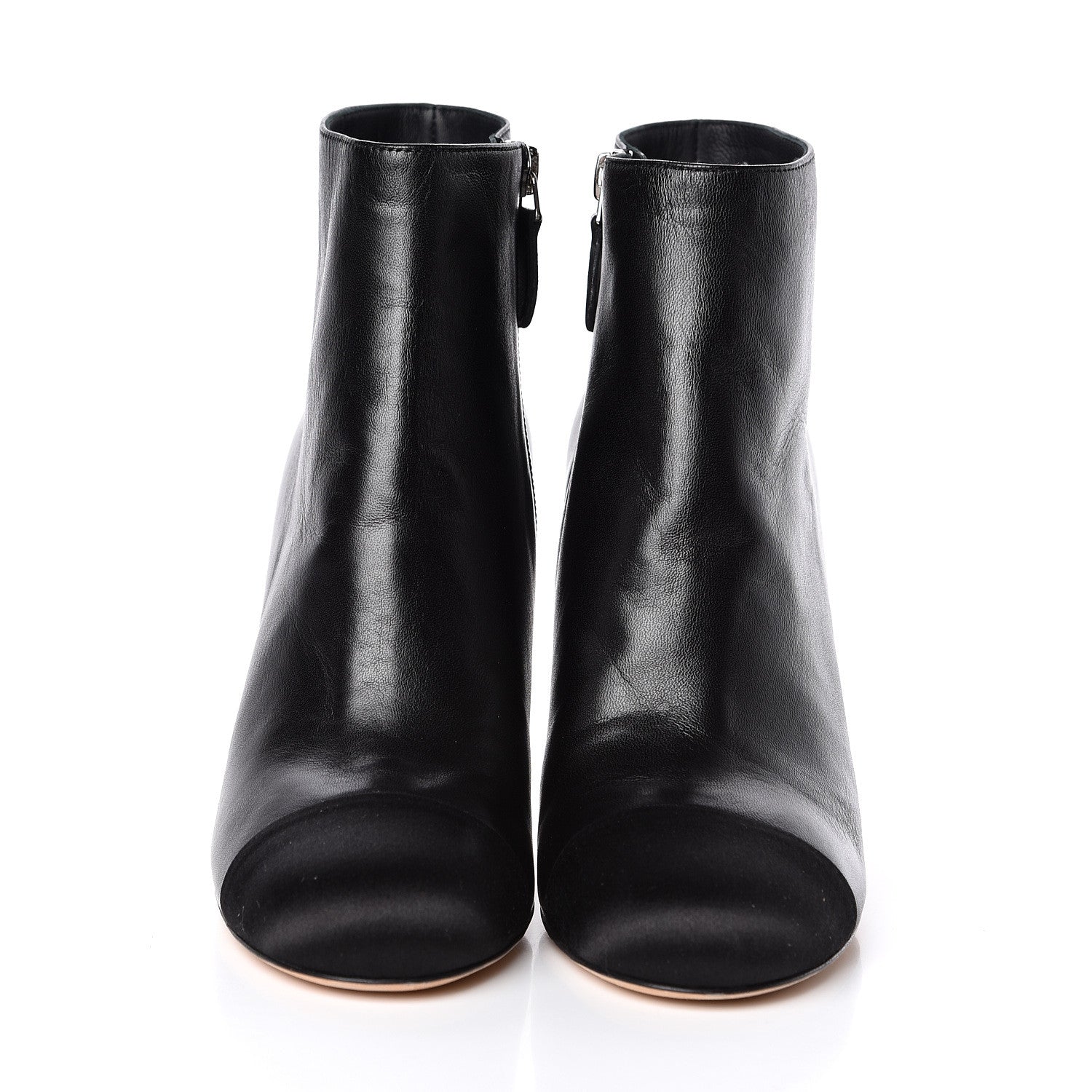 Chanel Lambskin Satin Cap Toe Ankle Boots 37 Black 2 of 9