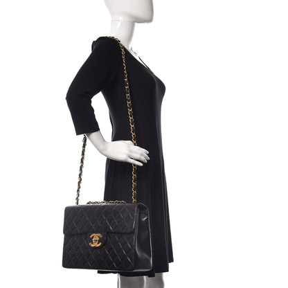 Chanel Lambskin Quilted XL Jumbo Single Flap Black 2 of 12