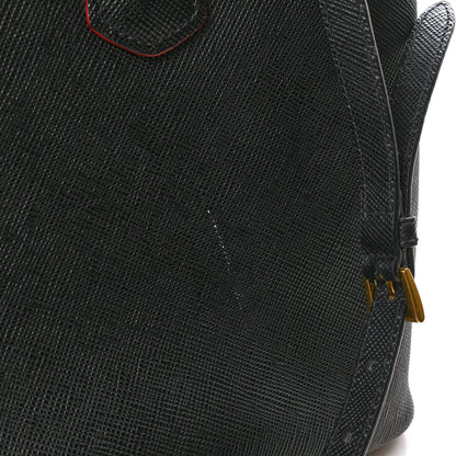 Prada Saffiano Cuir Medium Double Bag Black Fuoco 11 of 12