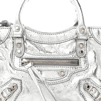 Balenciaga Metallized Arena Lambskin Classic Hardware Nano Le City Silver 8 of 10
