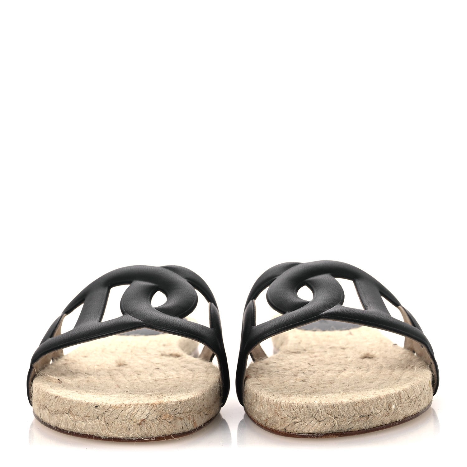Hermes Nappa Famosa Espadrille Sandals 37 Black 3 of 11