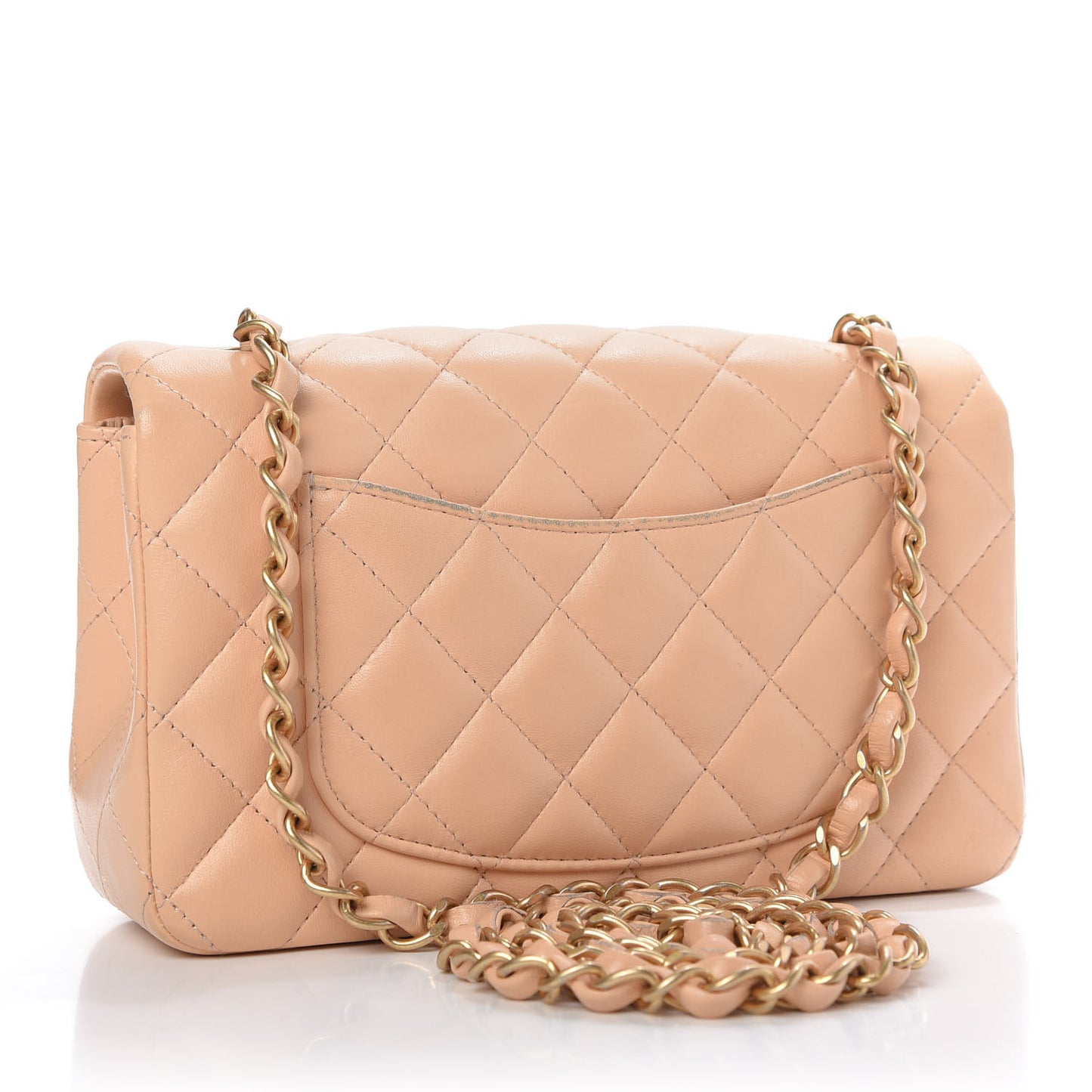 Lambskin Quilted Mini Rectangular Flap Beige