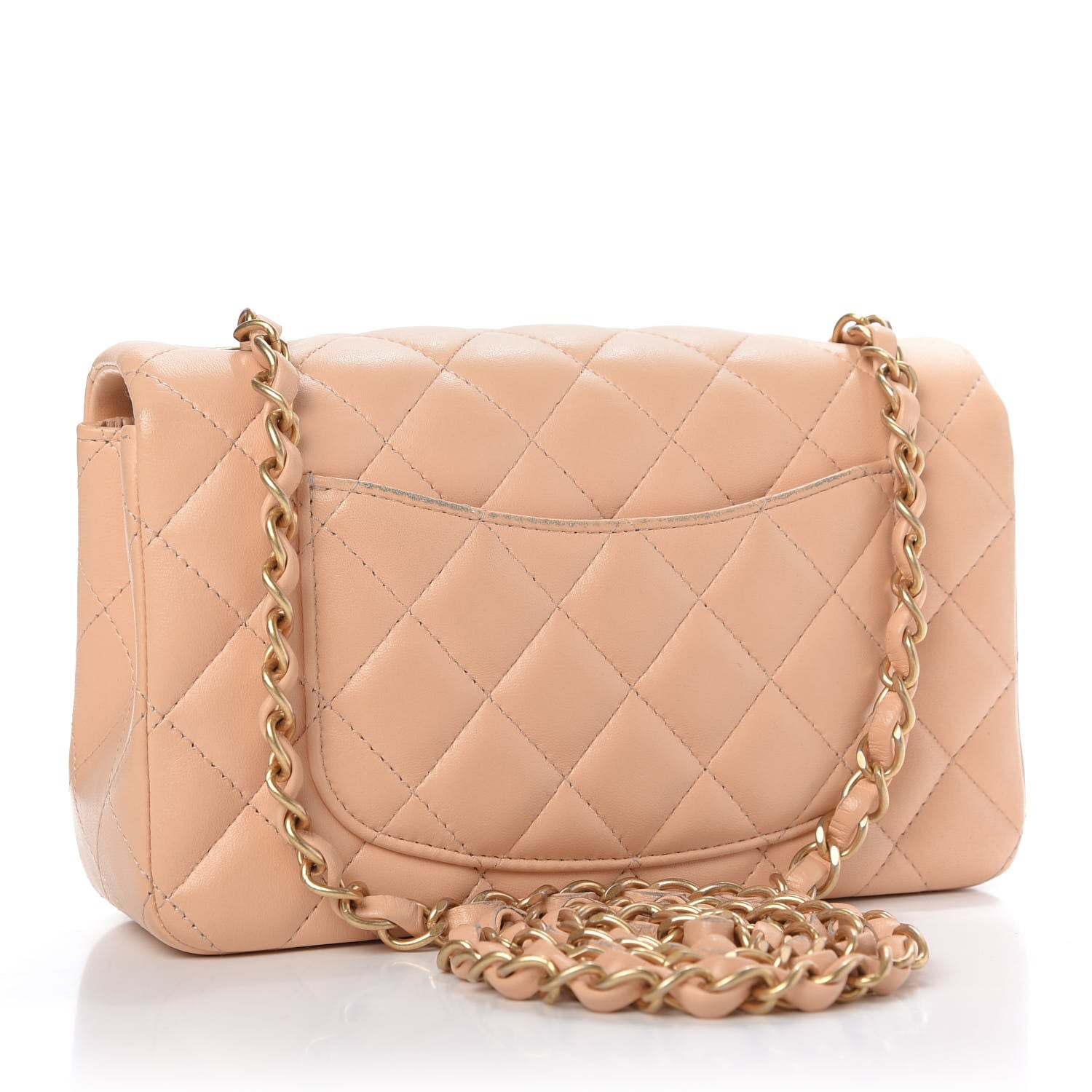 Chanel Lambskin Quilted Mini Rectangular Flap Beige 3 of 11