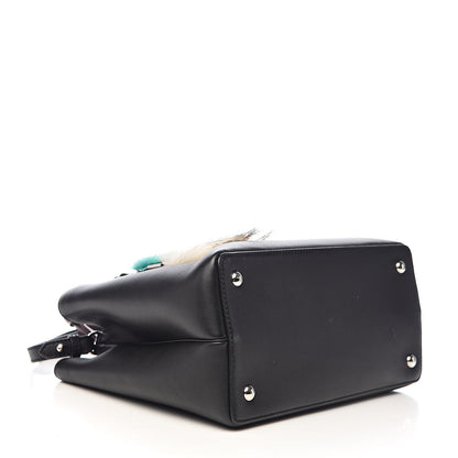 Fendi Vitello Dolce Fox Mink Bi-Color Monster Mirror Charm Petite 2Jours Tote Black Bordeaux Acquamarine 4 of 13