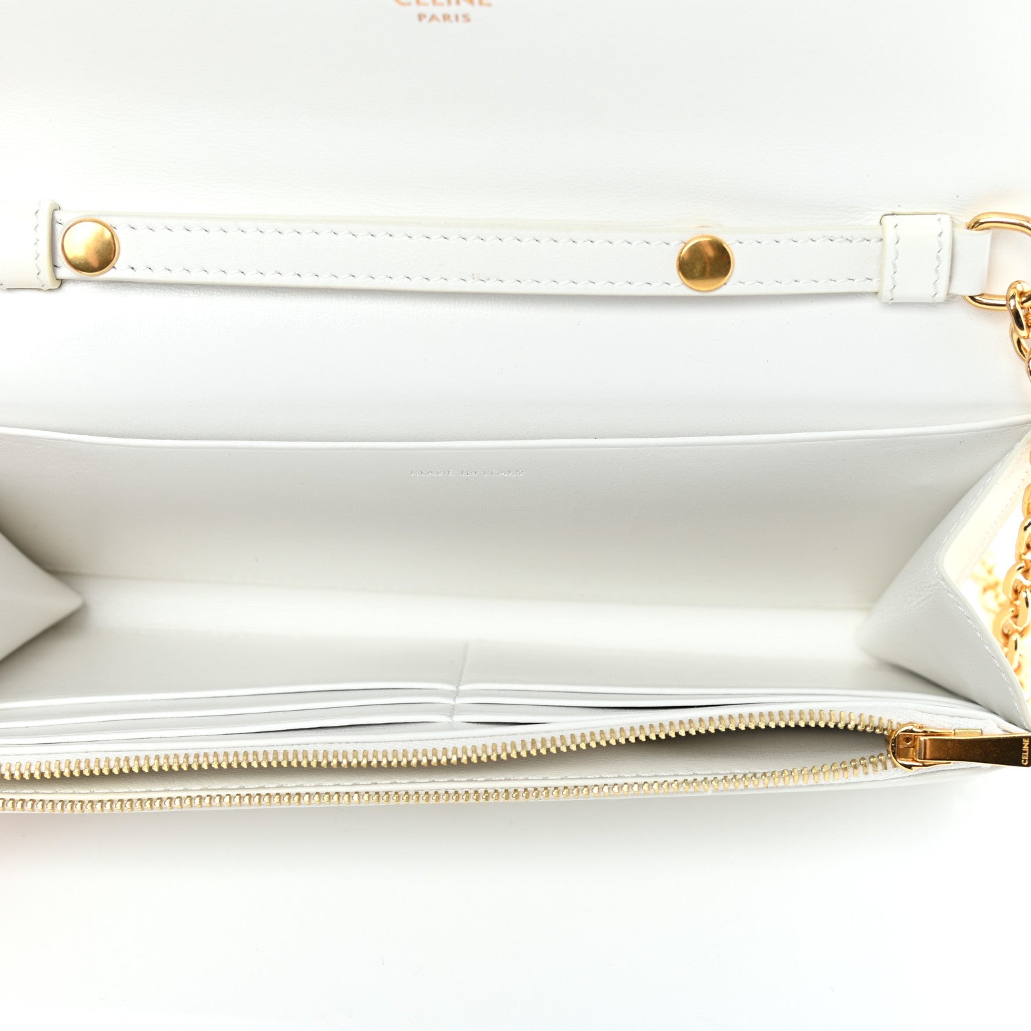 Celine Calfskin C Wallet On Chain Bag White Black 4 of 4