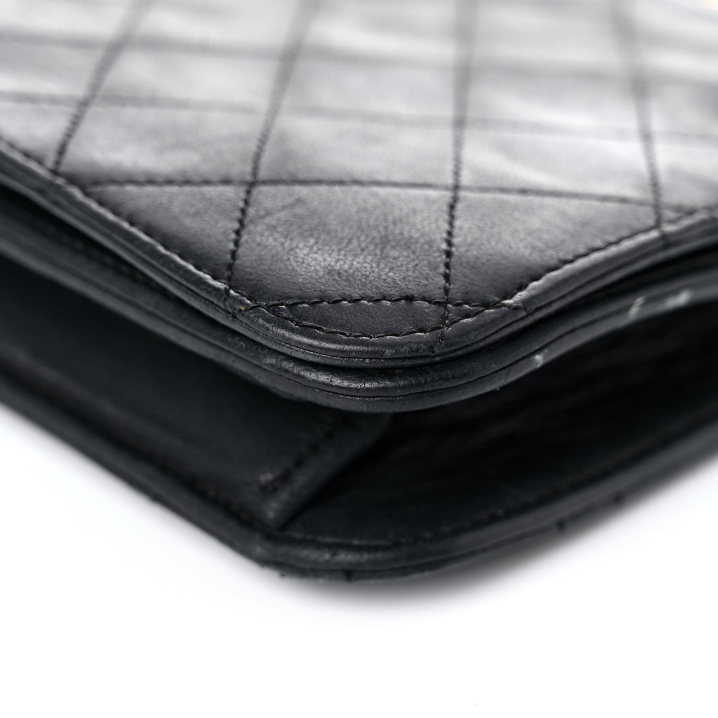 Lambskin Quilted Wallet On Chain WOC Black