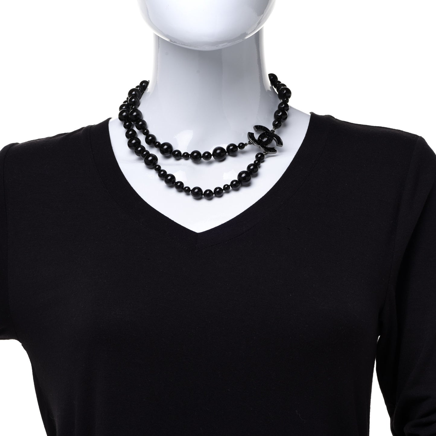 Glass Bead CC Map Short Necklace Ruthenium Black