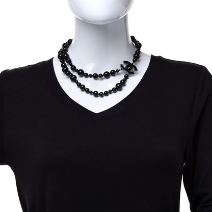 Chanel Glass Bead CC Map Short Necklace Ruthenium Black 2 of 8