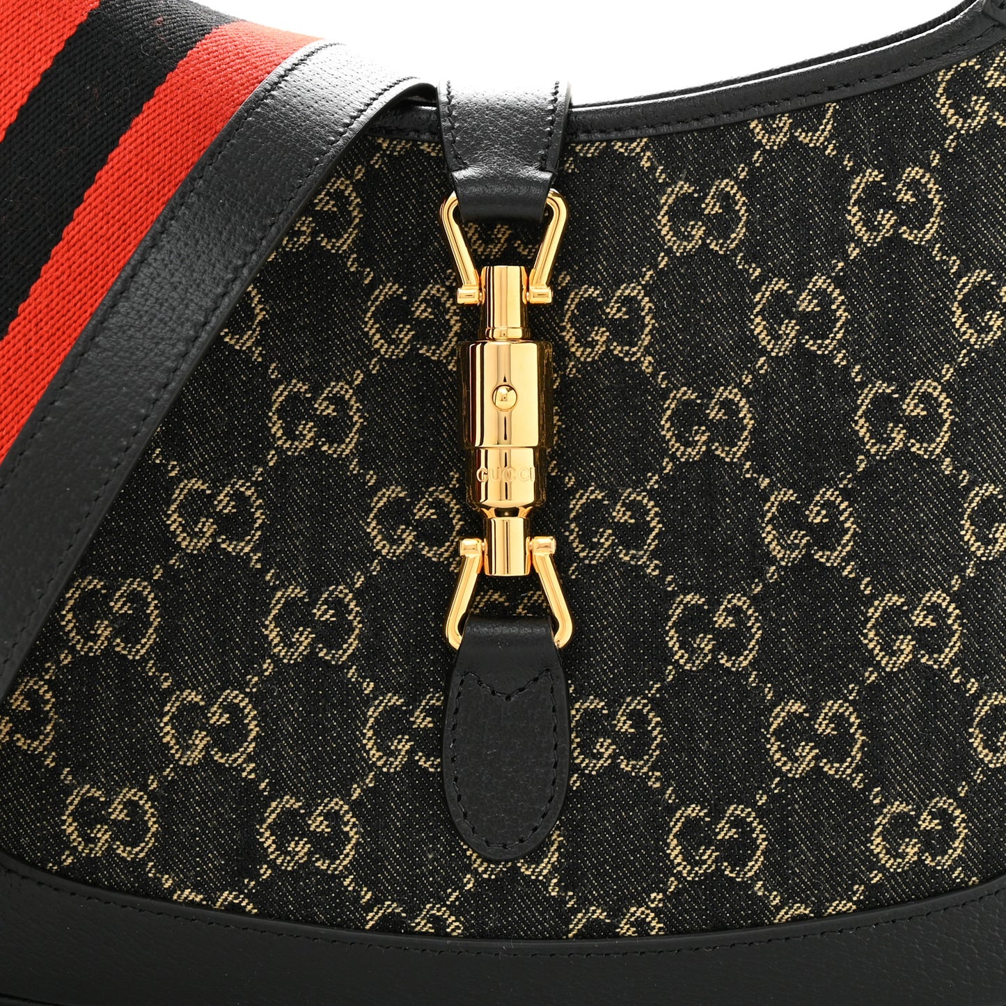 Jacquard Denim GG Monogram Small Jackie 1961 Hobo Black Ivory