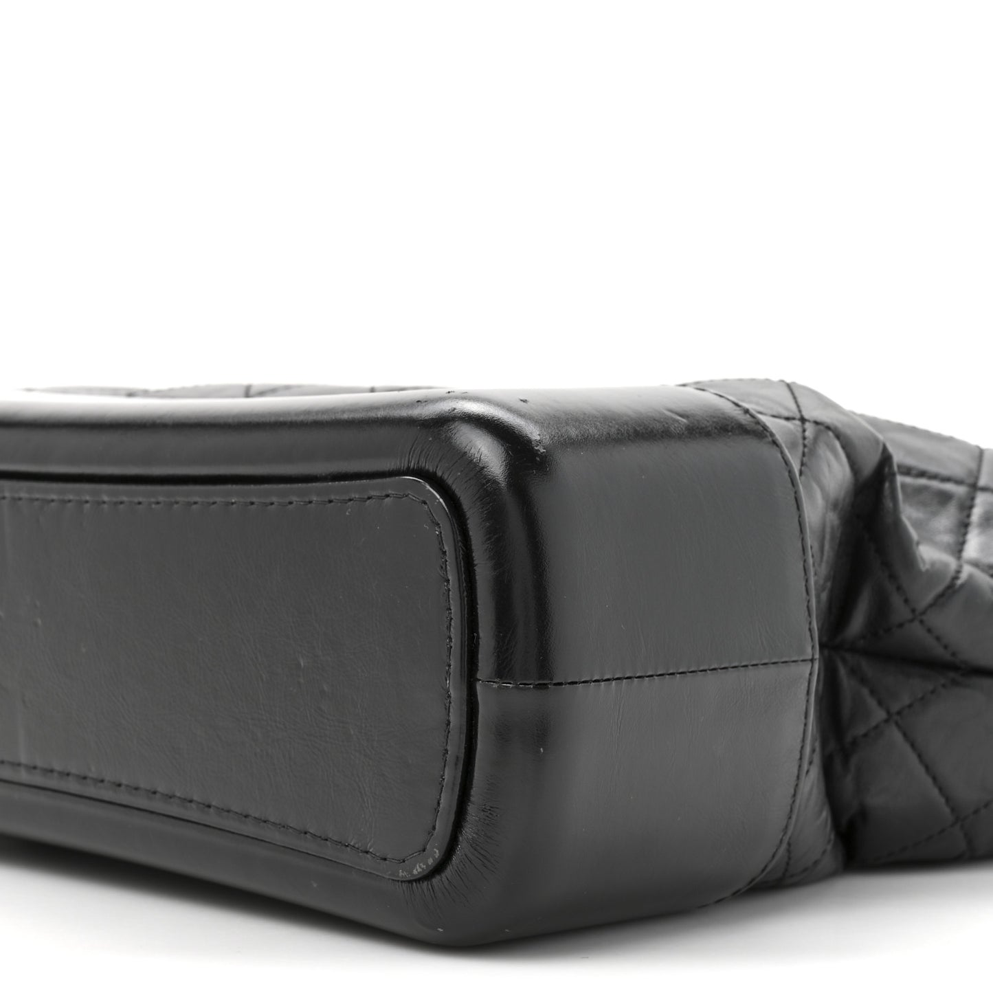 Aged Calfskin Quilted Large Gabrielle Hobo Black