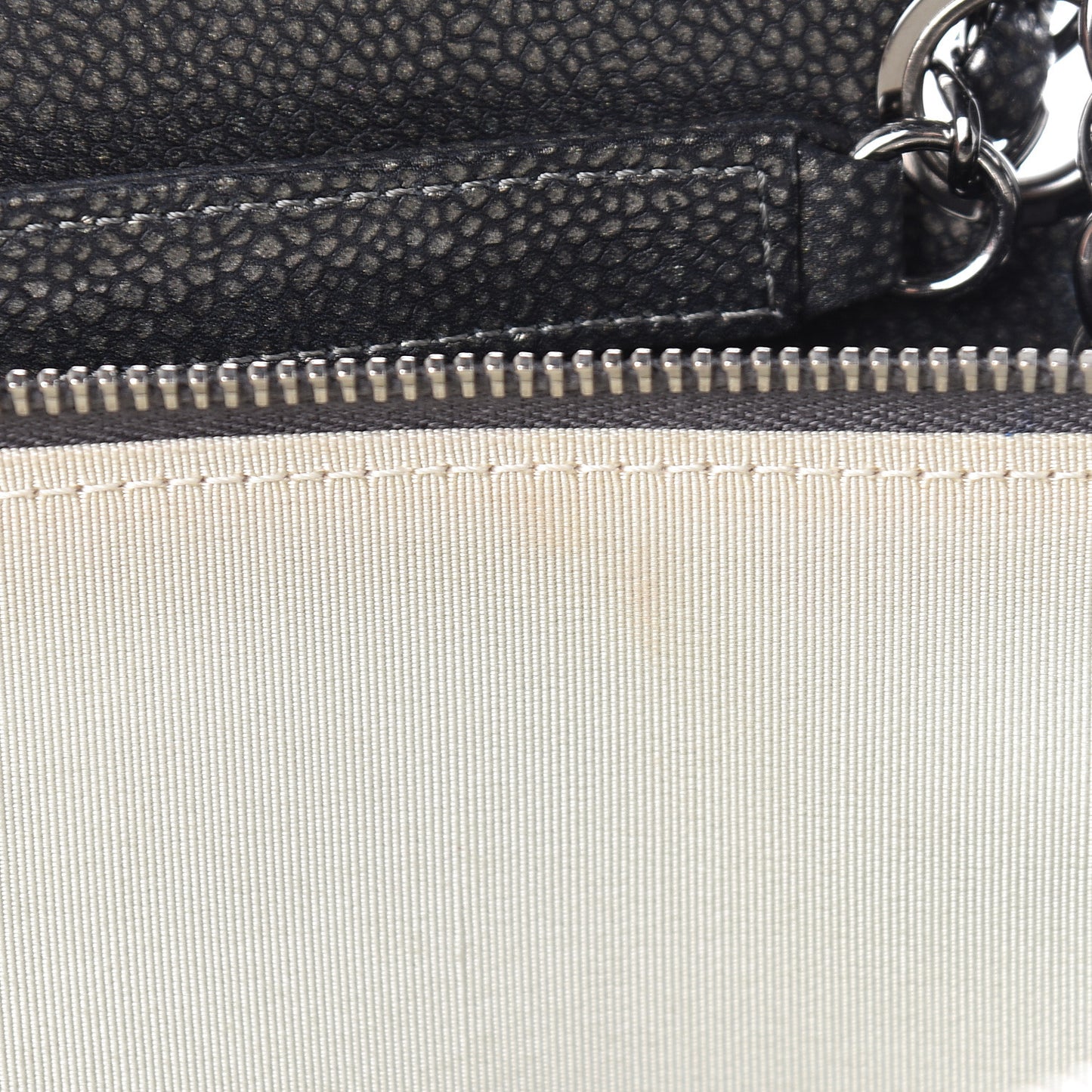 Metallic Caviar Quilted CC Tote Dark Silver