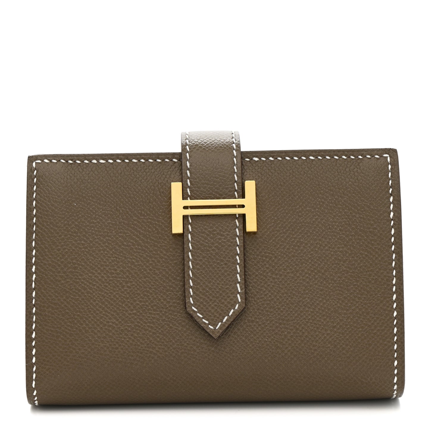 Madame Calfskin Mini Bearn Wallet Etoupe